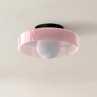 Sleek glass kitchen ceiling light – round flush mount close-up