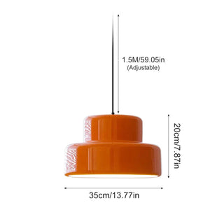 Orange pendant light — vintage mid-century dining design