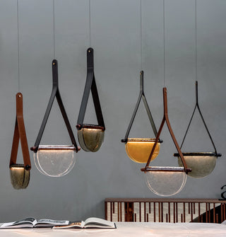 GALOPA Glass Leather Strap Ceiling Light – view 1