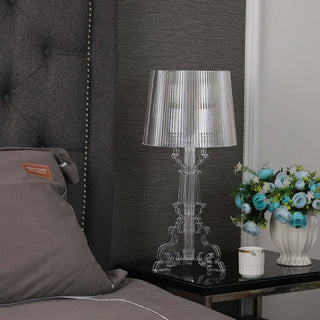 Acrylic chandelier lamp — brass crystal warm ambient