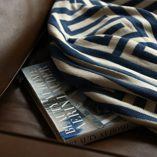 luxury knitted throw cotton geometric pattern decorative fringe blanket set view