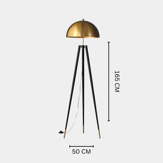 Modern Nordic floor lamp illuminated — warm gold LED glow