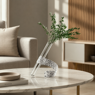decorative glass vase with leather wrap
