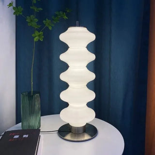 Modern white glass lamp side — elegant LED warm glow