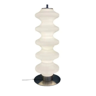 White glass elegant lamp wide view — modern LED bedroom