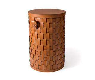 Demetra tall round handwoven laundry storage basket classic front view