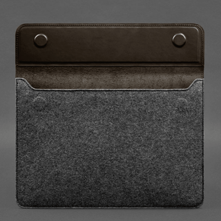leather macbook sleeve handmade crazy horse leather magnetic flap top view