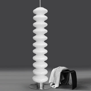 Marble base glass shade lamp close-up — Nordic soft detail