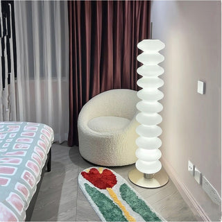 Nordic glass shade lamp detail — marble base soft warm