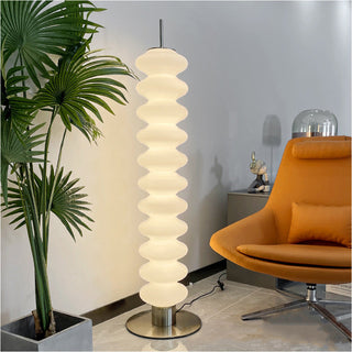 Nordic modern floor lamp — white marble base glass shade soft light
