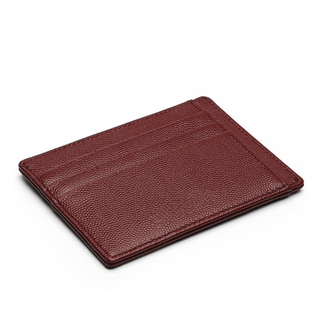 burgundy leather card holder haven rfid blocking compact caviar pattern wallet close-up