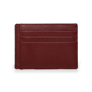 burgundy leather card holder haven rfid blocking compact caviar pattern wallet detail