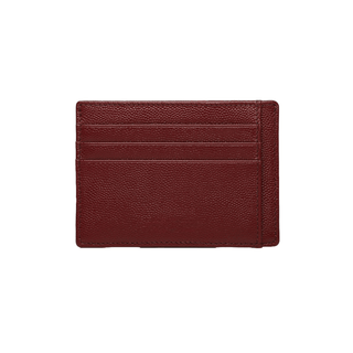 burgundy leather card holder haven rfid blocking compact caviar pattern wallet front view