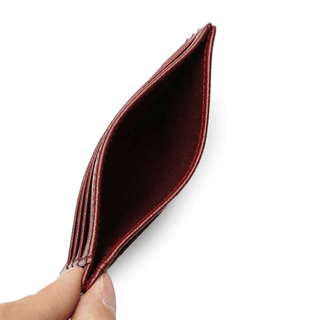 burgundy leather card holder haven rfid blocking compact caviar pattern wallet side view