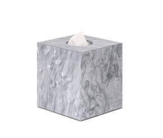 elegant square resin tissue box holder handcrafted neutral front view