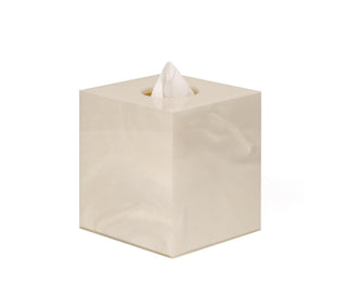 elegant square resin tissue box holder handcrafted neutral close-up