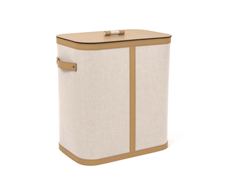 Penelope rectangular designer waterproof leather laundry hamper side view