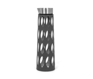 geometric glass carafe designer 1.5 liter diamond cut leather cover front view