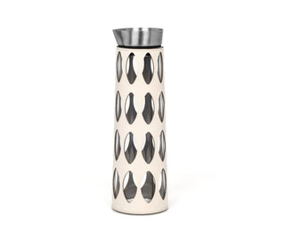 geometric glass carafe designer 1.5 liter diamond cut leather cover side view