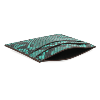 python leather card holder haven designer green premium leather credit organizer side view