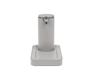 sensor automatic soap dispenser regenerated leather small tray bathroom close-up