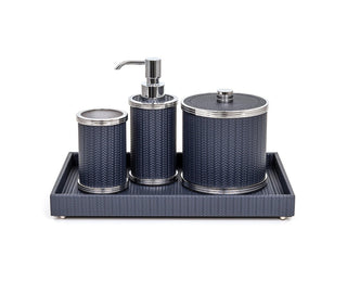 luxury bathroom set custom leather chrome finish accessories side view