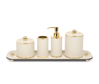 round chrome gold designer soap dispenser bathroom accessories set view