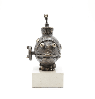 bronze fish designer figurative art sculpture marble base detail