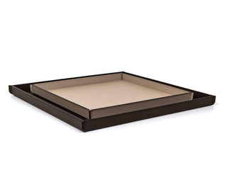 calfskin leather tray pinetti designer soft square leather organizer stylish home side view