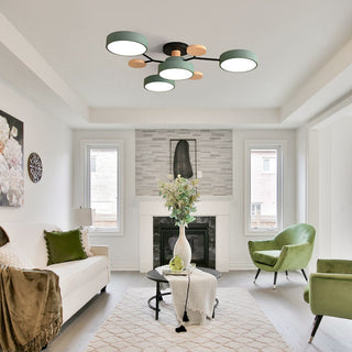 LED iron acrylic chandelier semi flush ceiling fixture view
