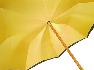 Men's striped double cloth chestnut wood handle handmade Italian umbrella detail