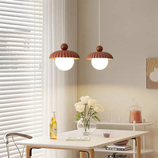 Elegant French iron glass pendant over kitchen counter