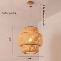 Bamboo Hanging Lamp – Hand Woven Pendant Ceiling Light With Soft LED Lighting