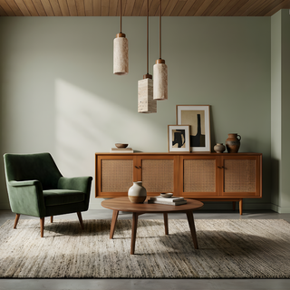 Modern Pendant Lamp – Natural Lampshade with Travertine Stone Design