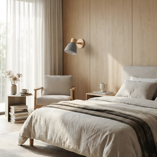 Sleek Wall Light – Adjustable Wood and Metal Light with Matte Shade