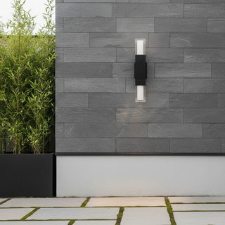 Outdoor Wall Sconce - Black Acrylic Column Light | Weather-Resistant LED Fixture
