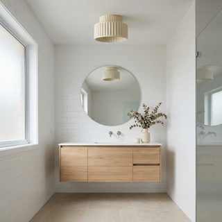 Cream Ceiling Light – Minimalist Bedroom Lamp with Dimmable LED Soft Ambient Lighting