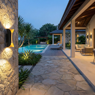 Outdoor Wall Light – Directional COB LED Technology | Matte Black & Gold Finish
