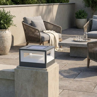 Solar Pillar Lamp – Stainless Steel Outdoor Solar Lighting With Warm White LED