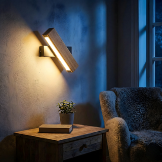 Rotating Wooden Wall Light – Adjustable 360 Degree Wall Lamp | Bedroom LED Fixture