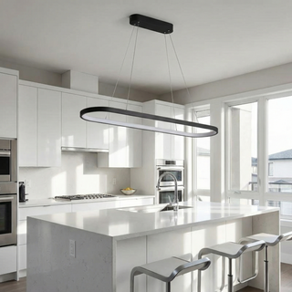 LED Pendant Light - Ultra Slim Oval Aluminium Ceiling Lamp with Acrylic Diffuser