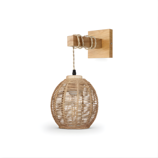 Wooden Rattan Wall Lamp – Indoor Wall Sconce with Natural Wood Lighting & Easy Install