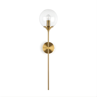 Glass Globe Wall Light – Adjustable Blown Glass Globe Lamp with Warm Brass Finish