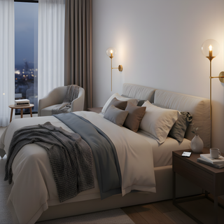 Glass Globe Wall Light – Adjustable Blown Glass Globe Lamp with Warm Brass Finish