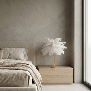 Feather Table Lamp – Decorative Ostrich Feather Lamp with Touch Control Lighting