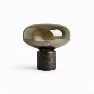 Marble Table Lamp – Black Marble Lamp With Hand-Blown Glass | Luxury Ambient Lighting