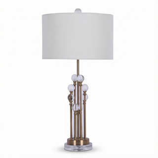 Crystal Table Lamp – Gold Decorative Lighting With Fabric Lampshade Light