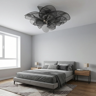 Modern Ceiling Light – Black PVC LED Fixture | Bedroom Surface Mount Lamp