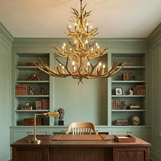 Resin Antler Chandelier – Botanical Style Ceiling Pendant Light With Durable Lacquered Frame