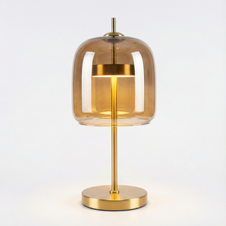 Glass Globe Lamp – Modern Bedside Table Lamp With LED Warm White Light